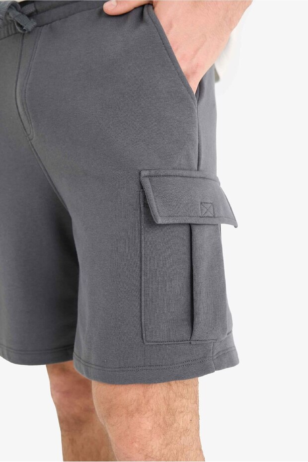Regular Fit Beli Bağcıklı Kargo Cepli Şort D9494AX25SM - 5