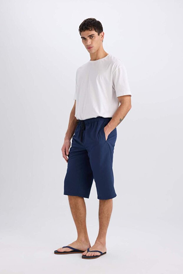 Long Fit File Astarlı Uzun Boy Kargo Cep Deniz Şortu E0905AX25HS - 3