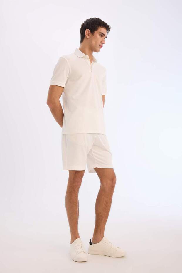 Regular Fit Her Yöne Esneyen Krinkıl Bermuda Şort E0980AX25SM - 4