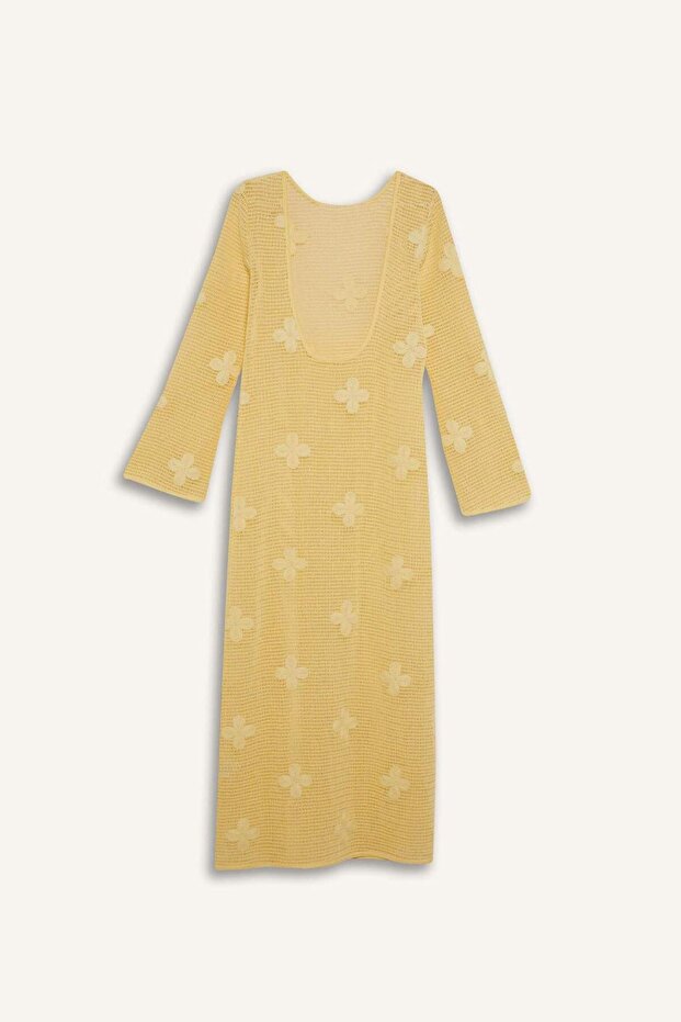 Regular Fit Uzun Kollu Dantelli Maxi Plaj Elbisesi-Fall in Love E0603AX25SM - 8