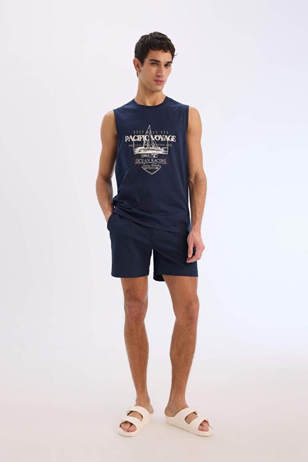 Short Length Swim Shorts with Button Front and Mesh Lining E0904Ax25Hs - 2