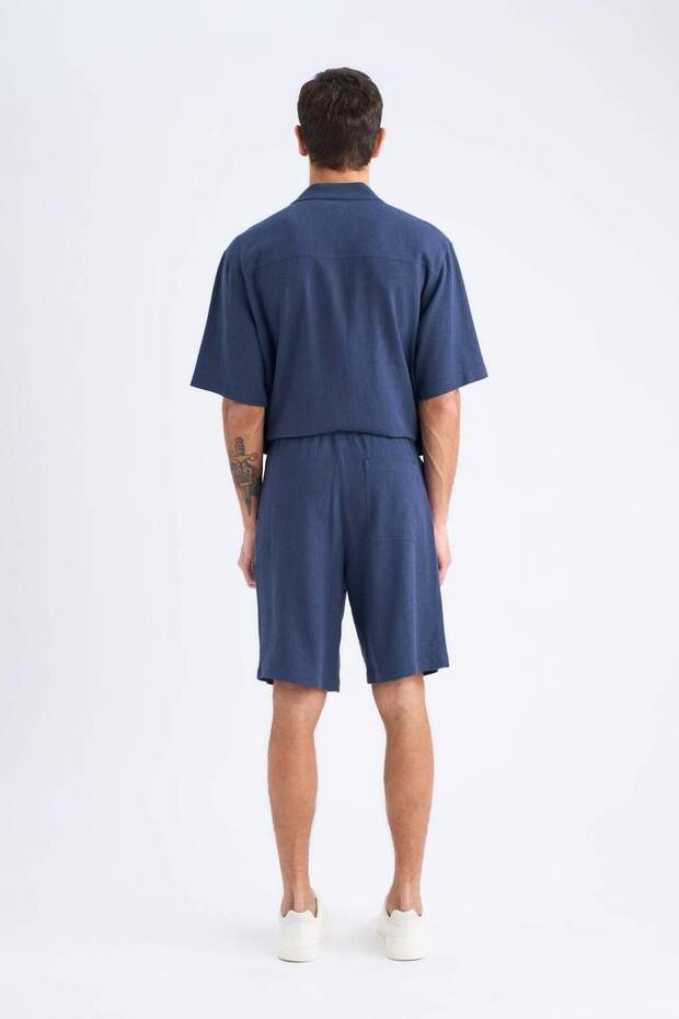 Relax Fit Yazlık Keten Karışımlı Şort D8835AX25SM - 7