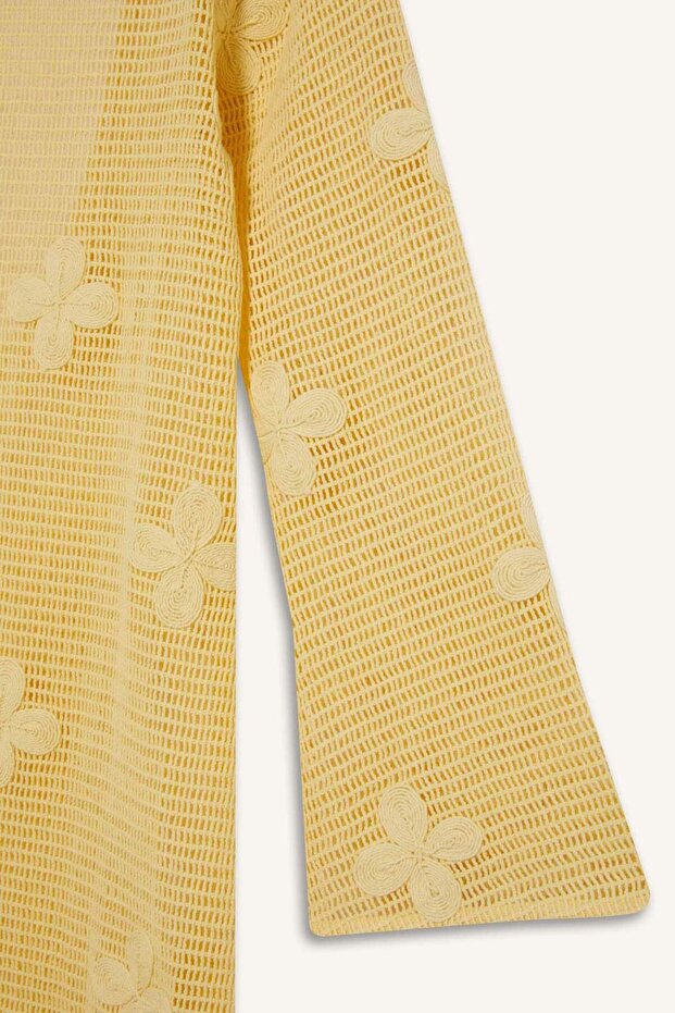 Regular Fit Uzun Kollu Dantelli Maxi Plaj Elbisesi-Fall in Love E0603AX25SM - 7