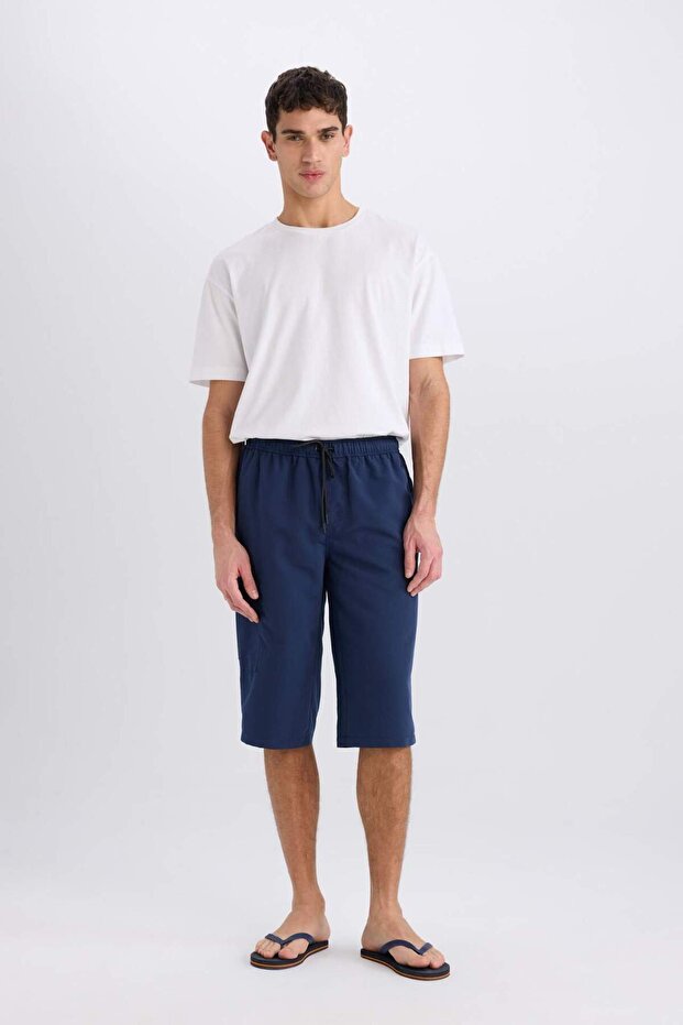 Long Fit File Astarlı Uzun Boy Kargo Cep Deniz Şortu E0905AX25HS - 2