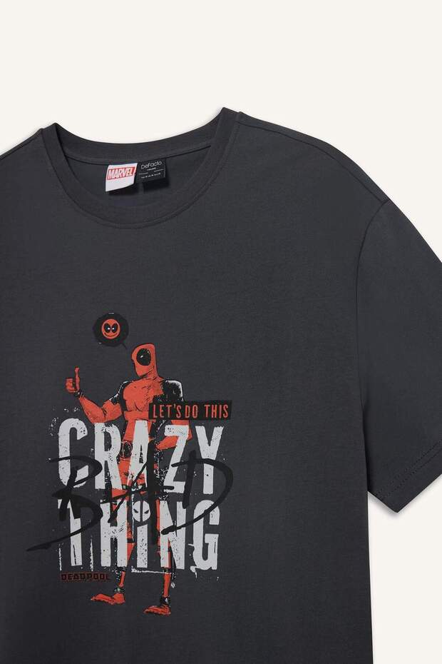 %100 Pamuk Deadpool Regular Fit Bisiklet Yaka Kısa Kollu Tişört E3263AX25SM - 8