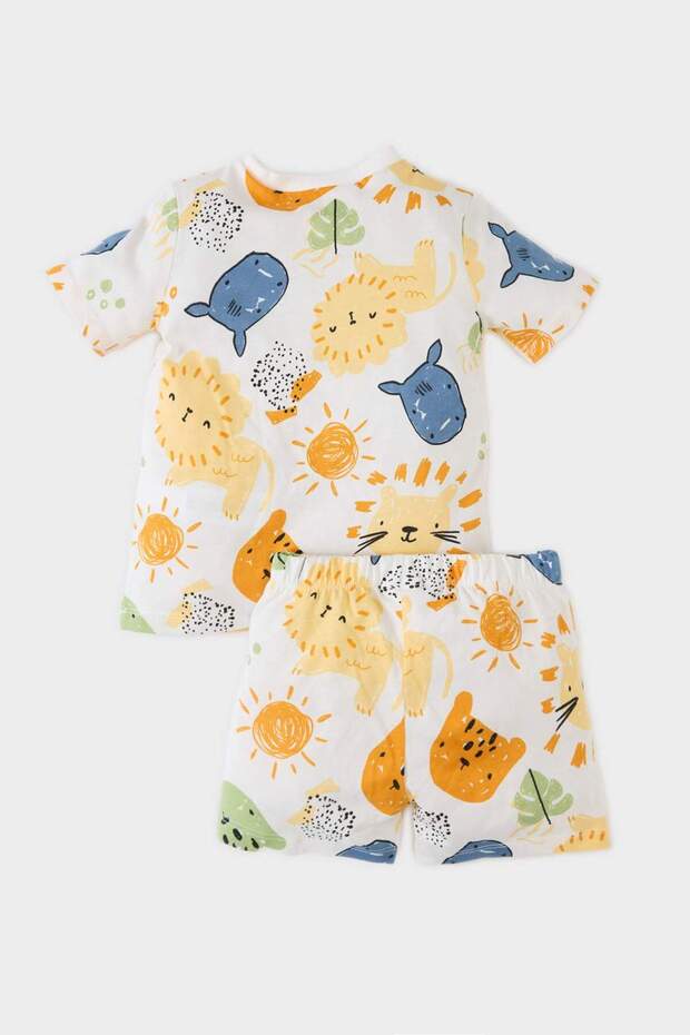 Erkek Bebek Pijama Takımı Desenli Kısa Kollu Penye Üst Şort E1177A525SM - 4
