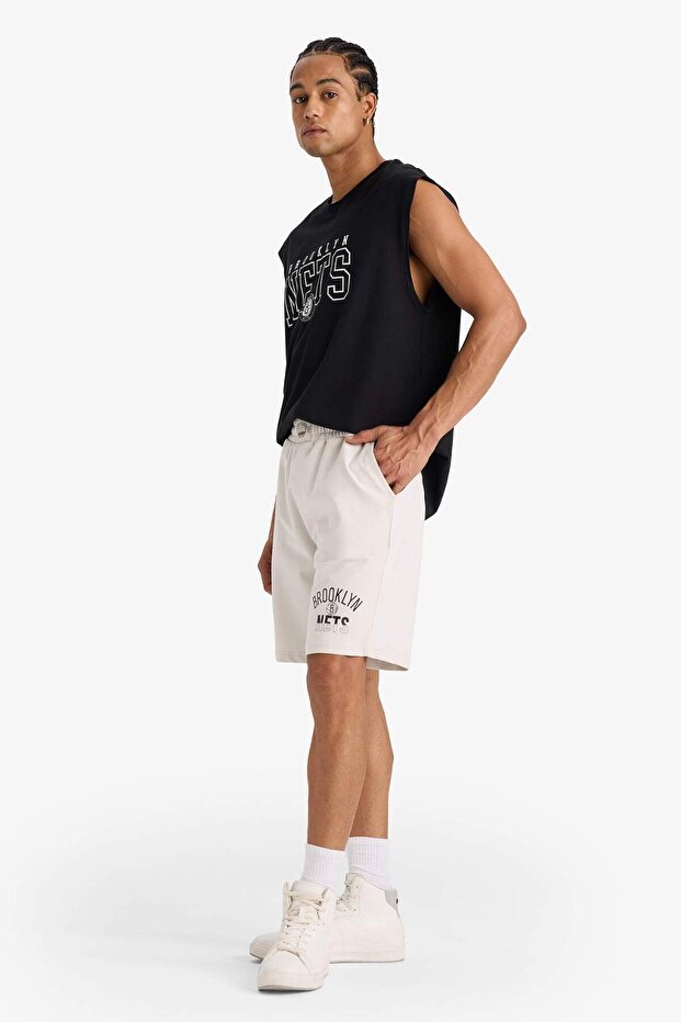 DeFactoFit NBA Brooklyn Nets Standart Fit Kısa Paça Şort E3008AX25SM - 2