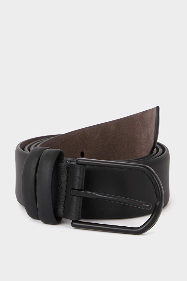 Men's Oval Buckle Faux Leather Casual Belt V0626Azns