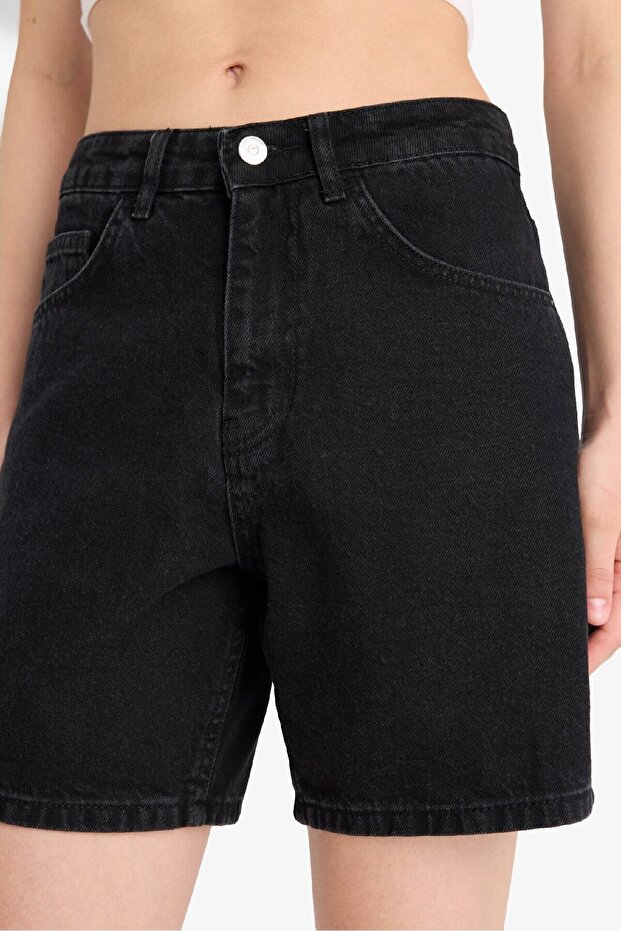 Yüksek Bel Jean Bermuda Şort E4702AX25SM - 5