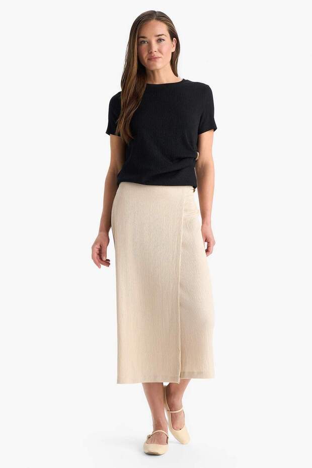 Regular Fit Basic Düz Midi Etek F0993AX25SM - 4