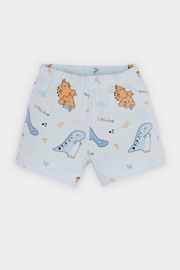 Erkek Bebek Pijama Takımı Dinozor Baskılı Kısa Kollu Penye Üst Beli Lastikli Şort E9605A525SM - 2
