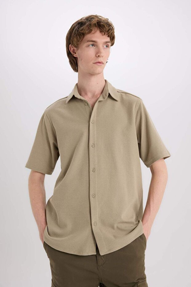 Regular Fit Yazlık Pamuklu Kısa Kollu Gömlek D1902AX25SM - 4