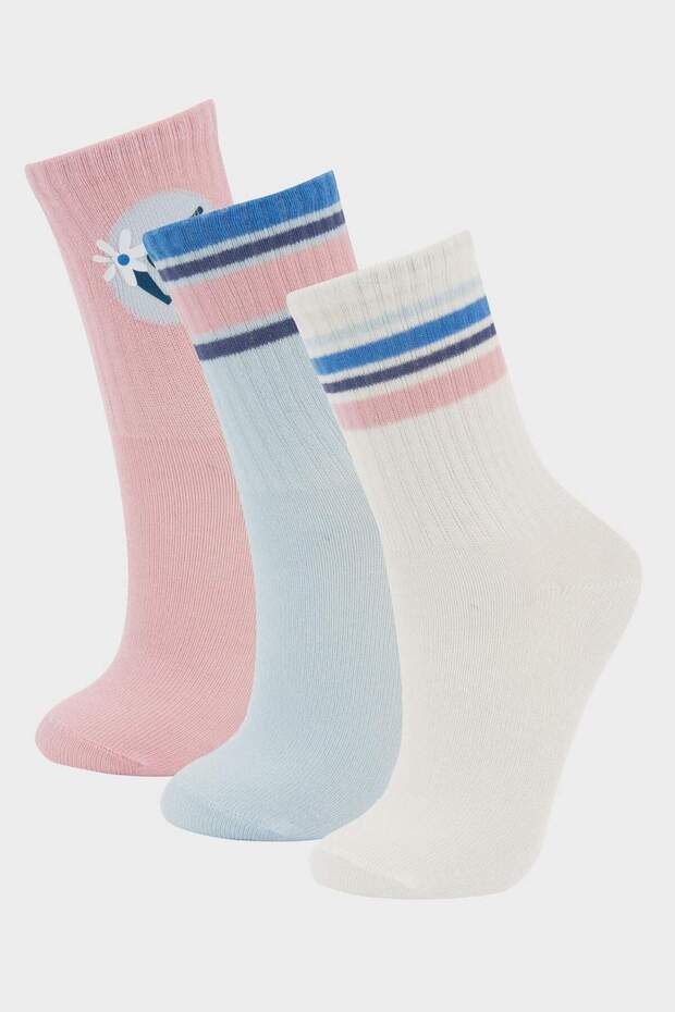 Kız Çocuk 3'lü Pamuklu Uzun Çorap E6274A8NS - 1
