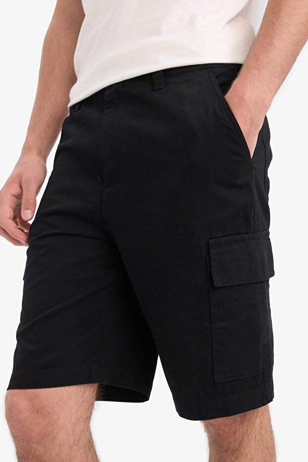 %100 Pamuk Regular Kargo Cepli Bermuda Şort E1708AX25SM - 5