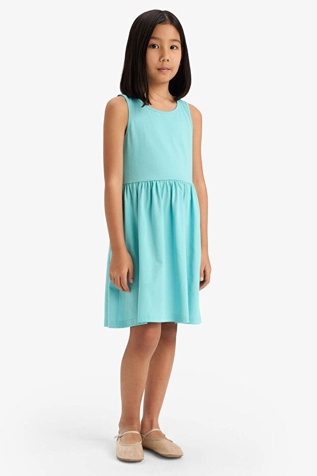 Kız Çocuk Bisiklet Yaka Basic Düz Kolsuz Yazlık Elbise B4336A825SM - 2