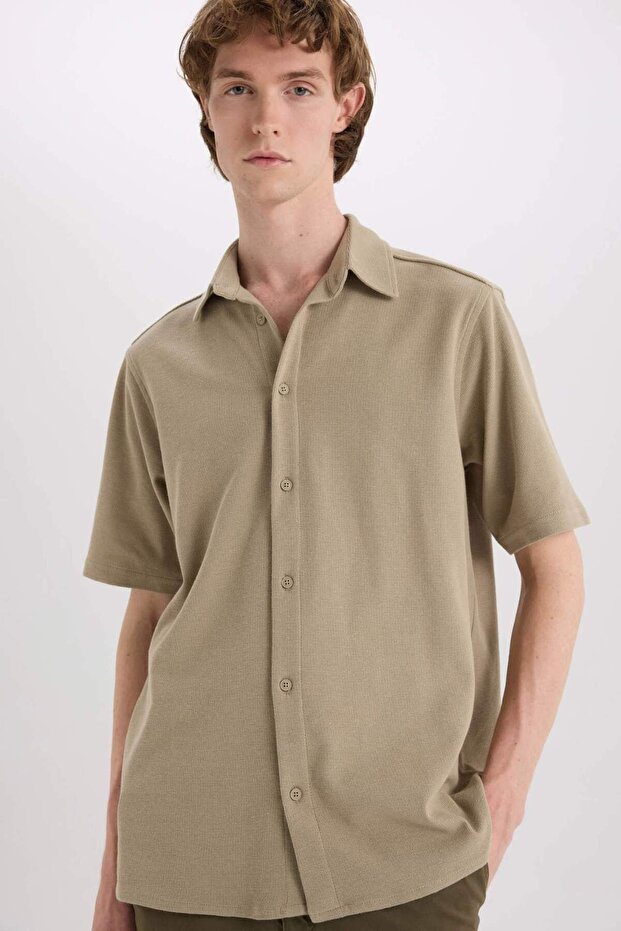 Regular Fit Yazlık Pamuklu Kısa Kollu Gömlek D1902AX25SM - 1