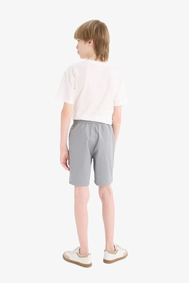 Erkek Çocuk Beli Lastikli Cepli Gabardin Şort E3359A825HS - 8
