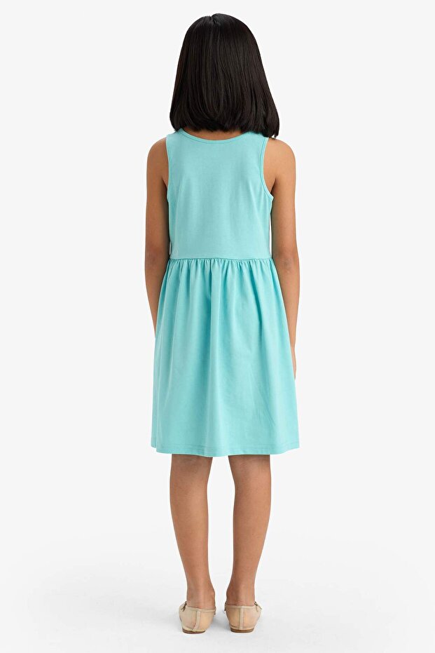 Kız Çocuk Bisiklet Yaka Basic Düz Kolsuz Yazlık Elbise B4336A825SM - 5