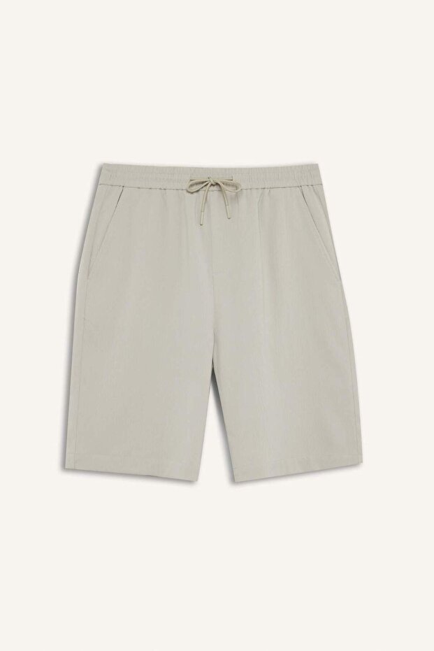 Regular Fit Beli Bağcıklı Dokulu Bermuda Şort D9451AX25SP - 8