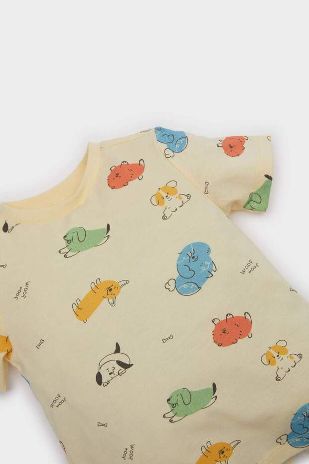 Erkek Bebek Pijama Takımı Desenli Kısa Kollu Penye Üst Beli Lastikli Şort E9607A525SM - 3