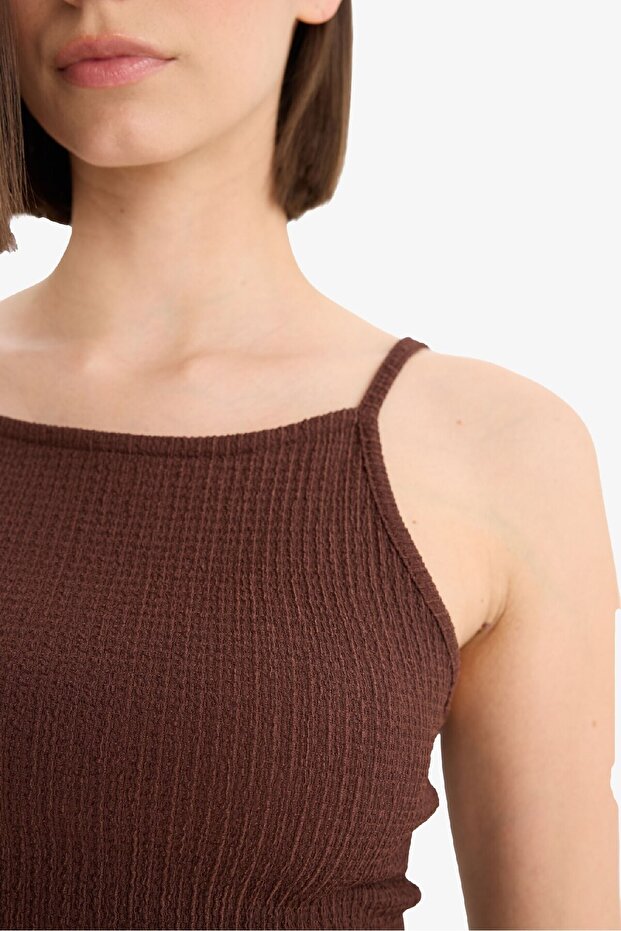 Coool Fitted Basic Düz Bürümcük Askılı Atlet E0626AX25SM - 5