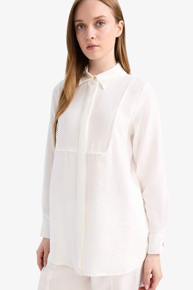 Regular Fit Uzun Kollu Tesettür Gömlek Tunik D1345AX25SM - 1