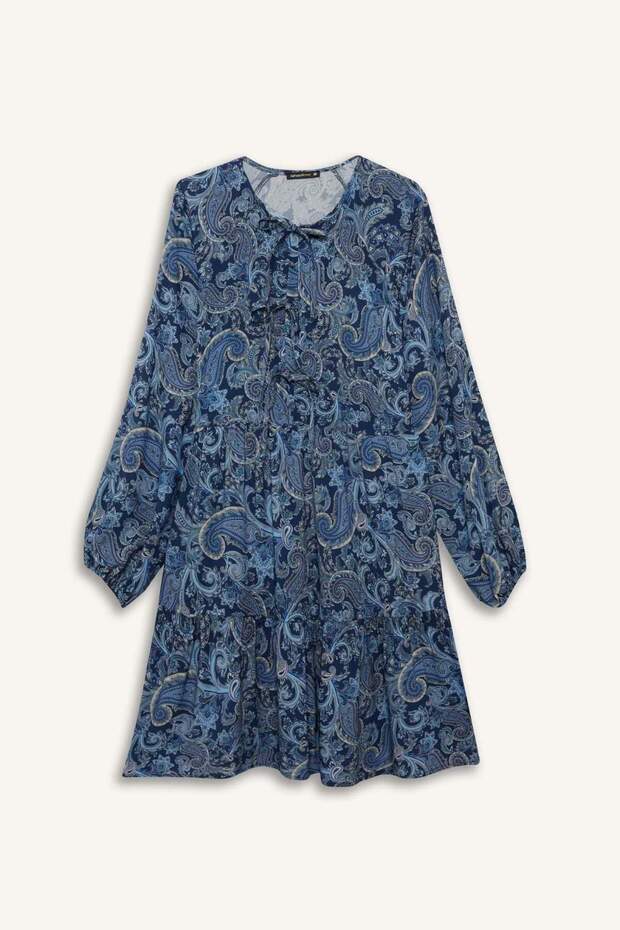 Gemustertes Langarm-Minikleid mit Rundhalsausschnitt E6612AX25SP - 6