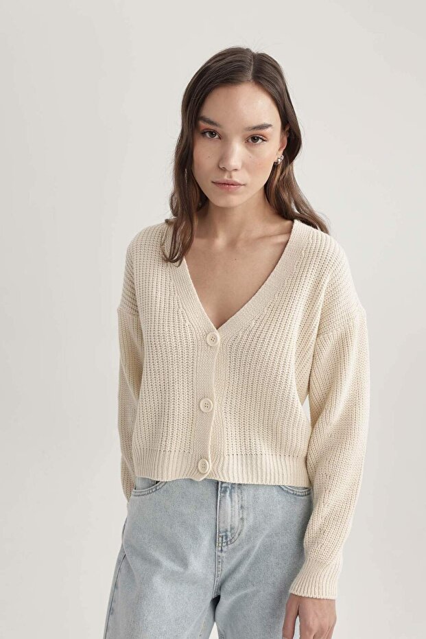 Regular Fit V Yaka Hırka B7867AXNS - 4