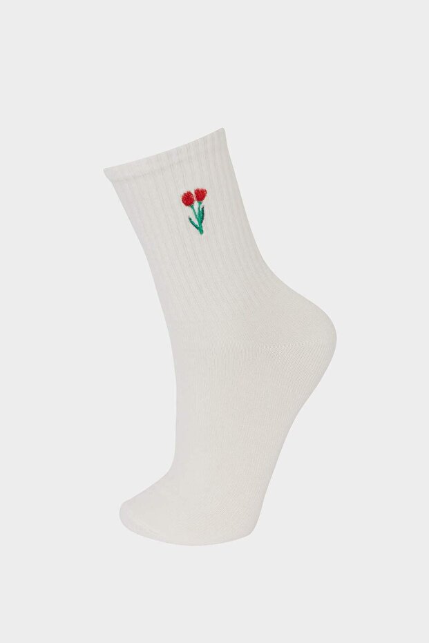 Kız Çocuk 3'lü Pamuklu Uzun Çorap E6276A8NS - 4