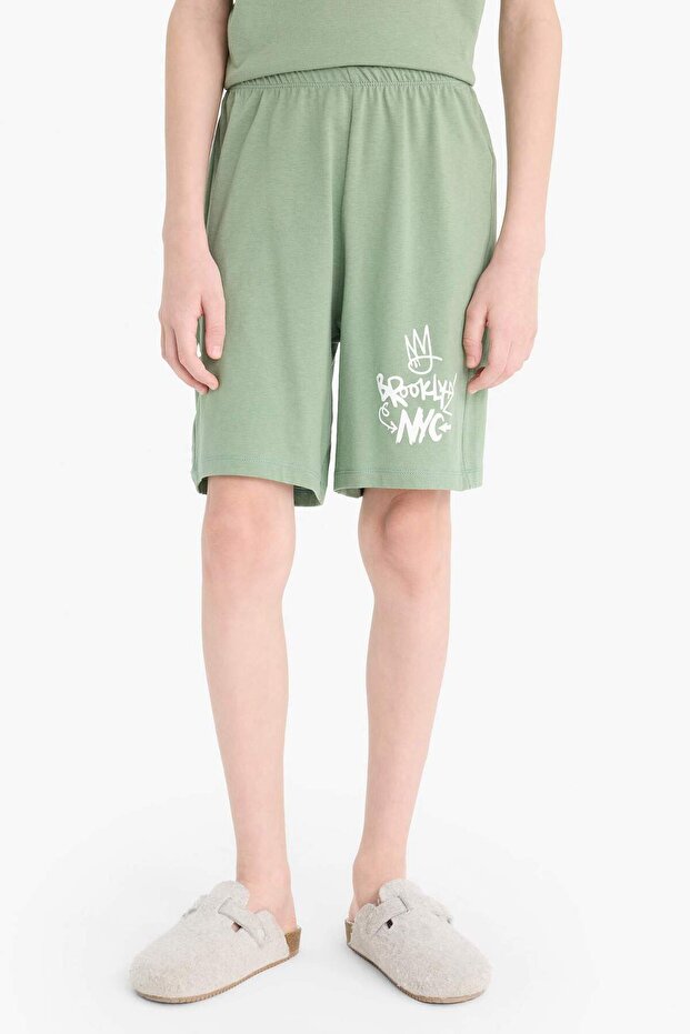 Erkek Çocuk Pijama Takımı Baskılı Kısa Kollu Üst Beli Lastikli Şort E0021A825SM - 6