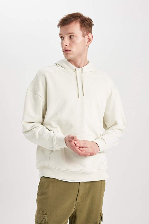 Oversize Geniş Kalıp Kapüşonlu Sweatshirt B7849AXNS - 4