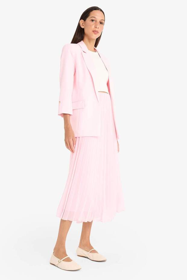 A-Line Regular Waist Pleated Chiffon Midi Skirt F1524Ax25Sp - 1