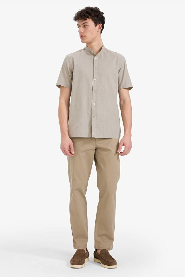 %100 Pamuk Regular Fit Dik Yaka Yazlık Kısa Kollu Gömlek E1731AX25SP - 2