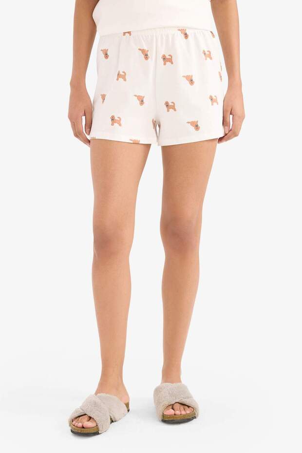 Pijama Takımı Kısa Kollu Üst Beli Lastikli Şort-Fall in Love E9826AX25SM - 6