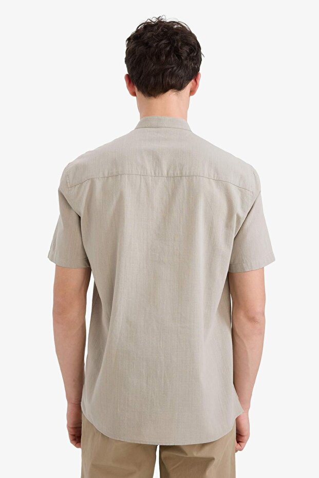%100 Pamuk Regular Fit Dik Yaka Yazlık Kısa Kollu Gömlek E1731AX25SP - 6