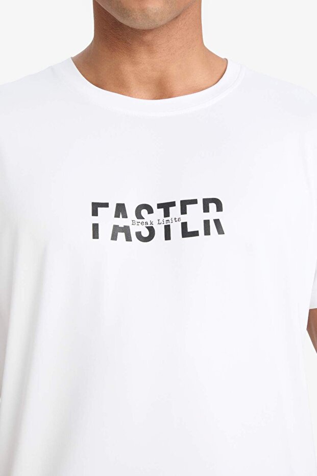 Тениска с къс ръкав с принт и кръгло деколте DeFactoFit, бързосъхнеща, с принт, тънка кройка F2762AX25 - 5