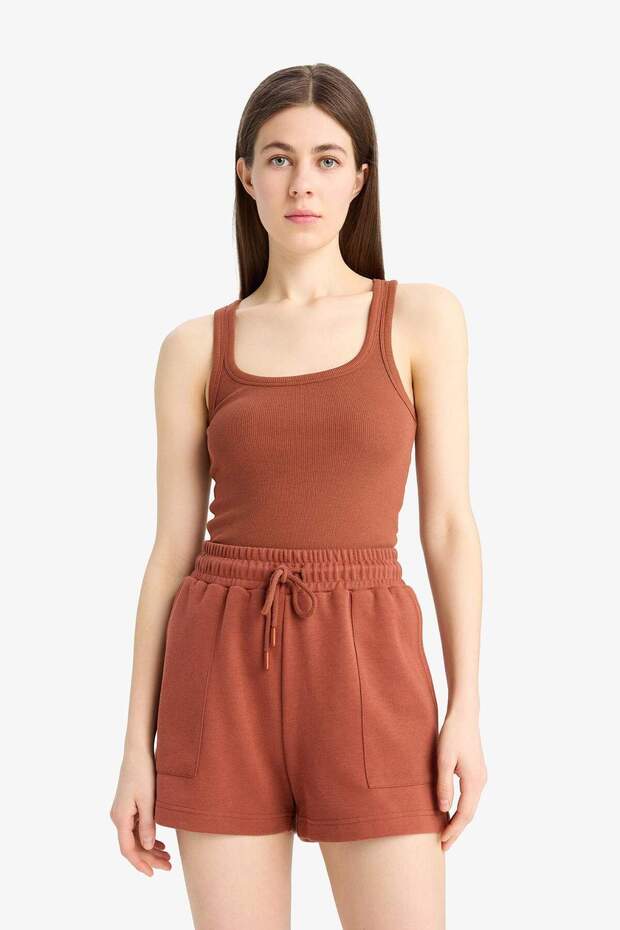 Regular Fit Beli Bağcıklı Cepli Şort D3327AX25SP - 4