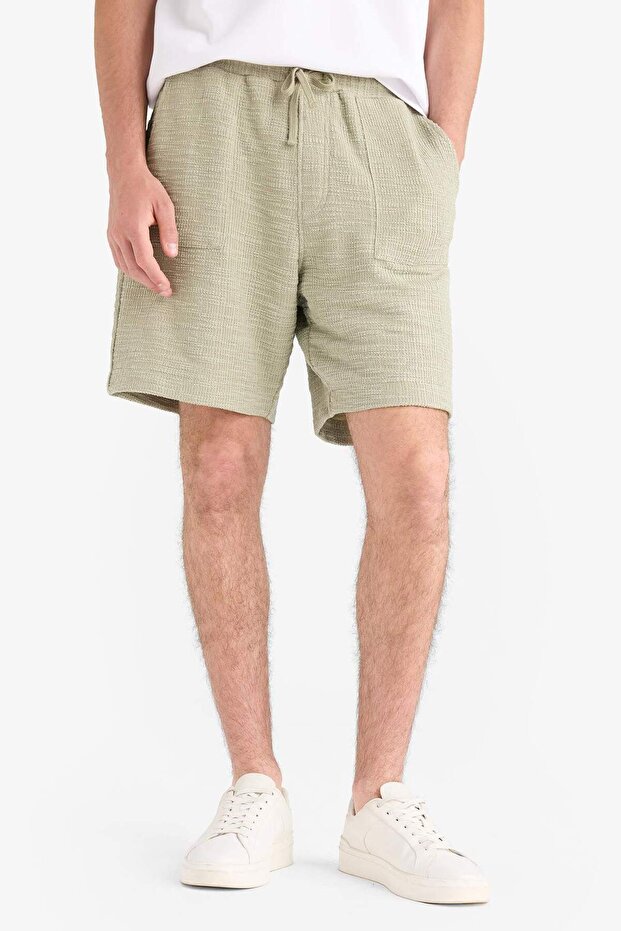 Relax Fit Beli Bağcıklı Bermuda Şort E1236AX25SM - 4