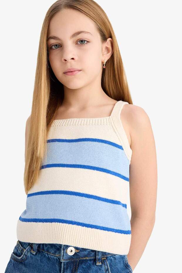 Kız Çocuk Çizgili Triko Atlet E6500A825SM - 1