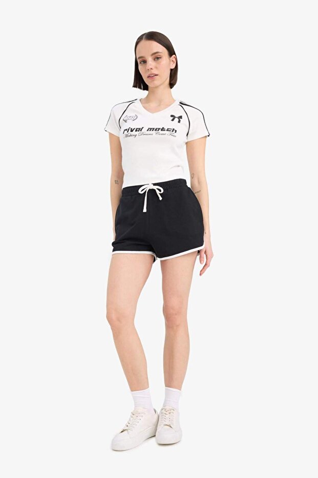 Coool Regular Fit Beli Lastikli Bağcıklı Kalın Mini Şort A6224AX25SM - 2