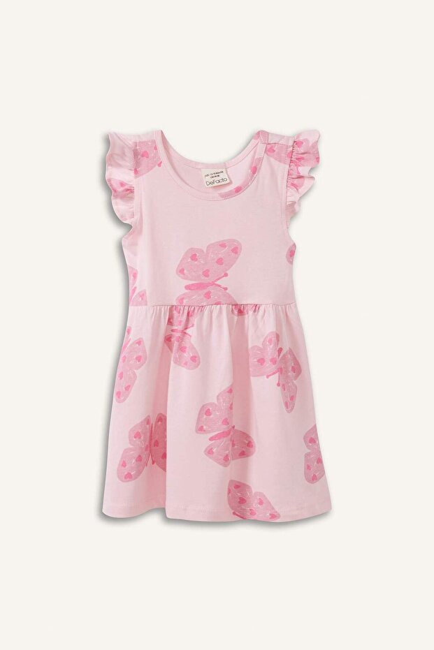 Kız Bebek Kelebek Desenli Kısa Kollu Yazlık Elbise A0136A525SM - 1