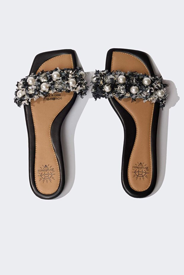 Kadın İncili Tek Bantlı Düz Taban Terlik E2500AX25SM - 6