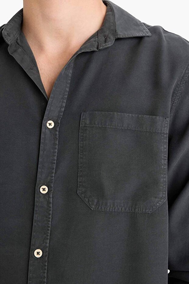 Regular Fit Basic Düz Uzun Kollu Gömlek B2907AX25SP - 6