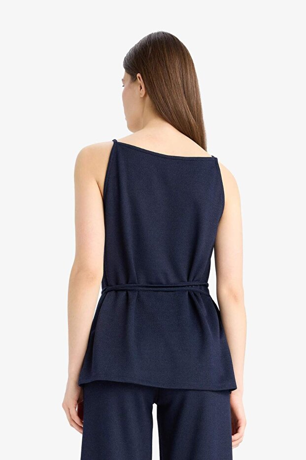 Regular Fit Kayık Yaka Kuşaklı Pike Atlet E5778AX25SP - 7