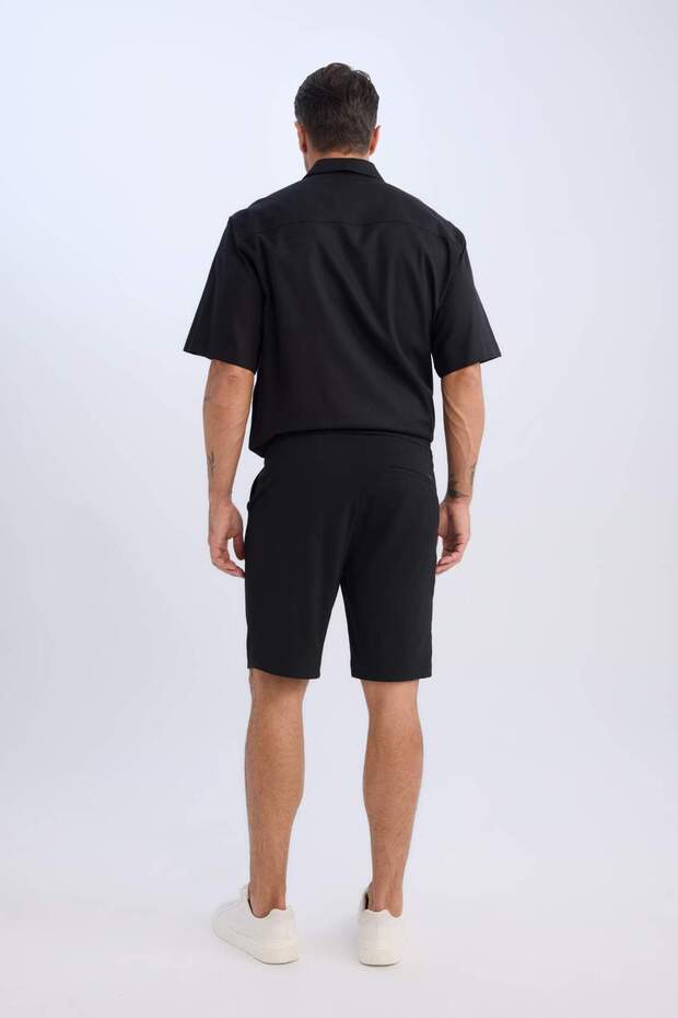 Regular Fit Beli Bağcıklı Dokulu Bermuda Şort D9451AX25SP - 5