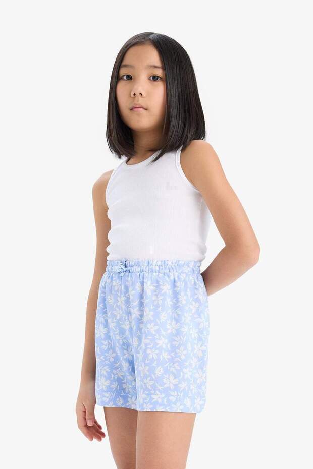 Kız Çocuk Çiçek Desenli Viskon Şort E0648A825HS - 4