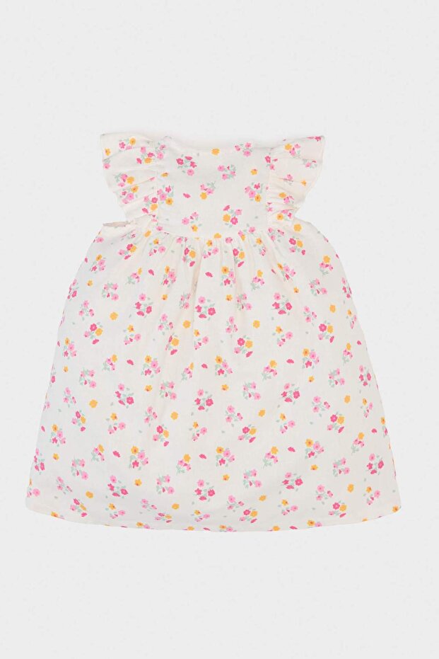 Kız Bebek Çiçekli Kısa Kollu Twill Yazlık Elbise E5811A525SM - 7