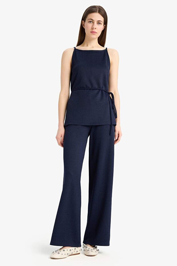 Wide Leg Basic Düz Pike Geniş Paça Pantolon E5784AX25SP - 2