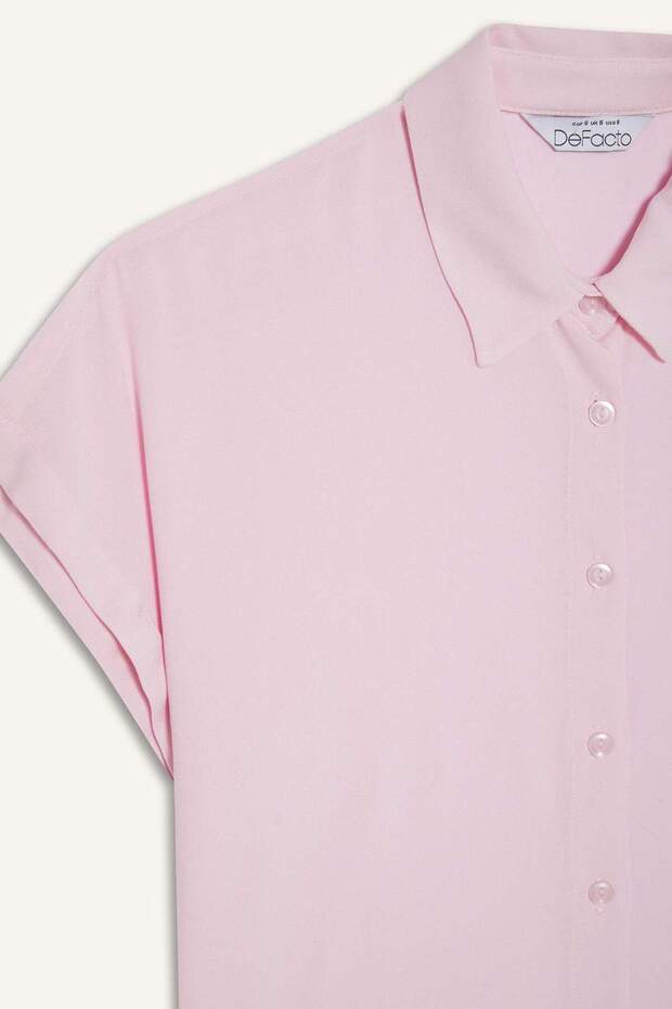 Regular Fit Basic Plain Viscose Short Sleeve Shirt N7819Az25Sp - 8