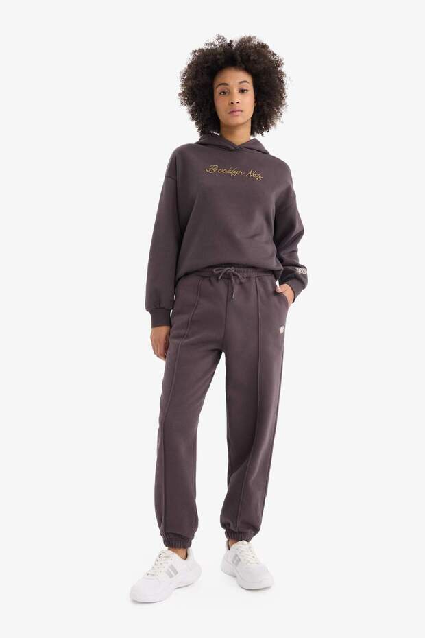 DeFactoFit NBA Brooklyn Nets Oversize Çift Cepli Jogger Paça Kalın Eşofman Altı D6154AX25SP - 2